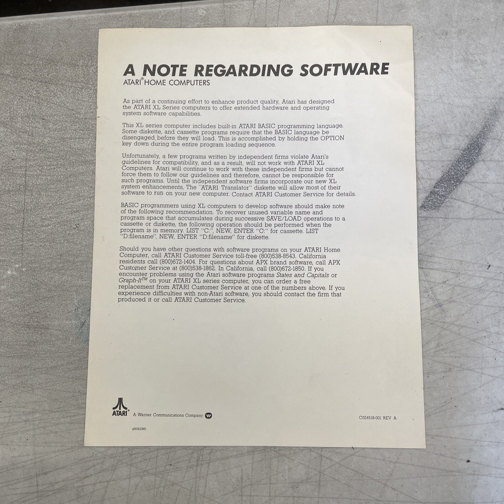 Atari 600XL VTG Home Computer Video Game Console Untested