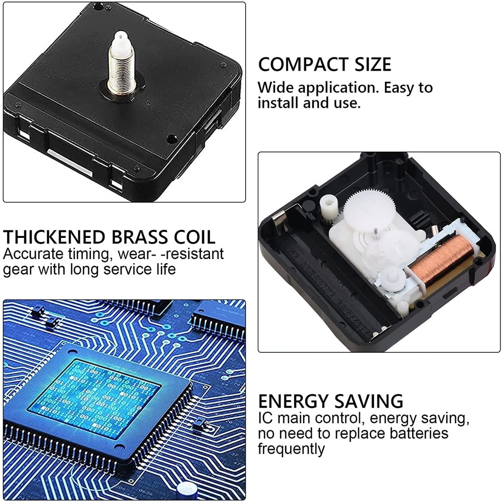 2Pcs Quartz Clock Mechanism Kit, Wall Clock Mechanisms Mattery Powered Replac...