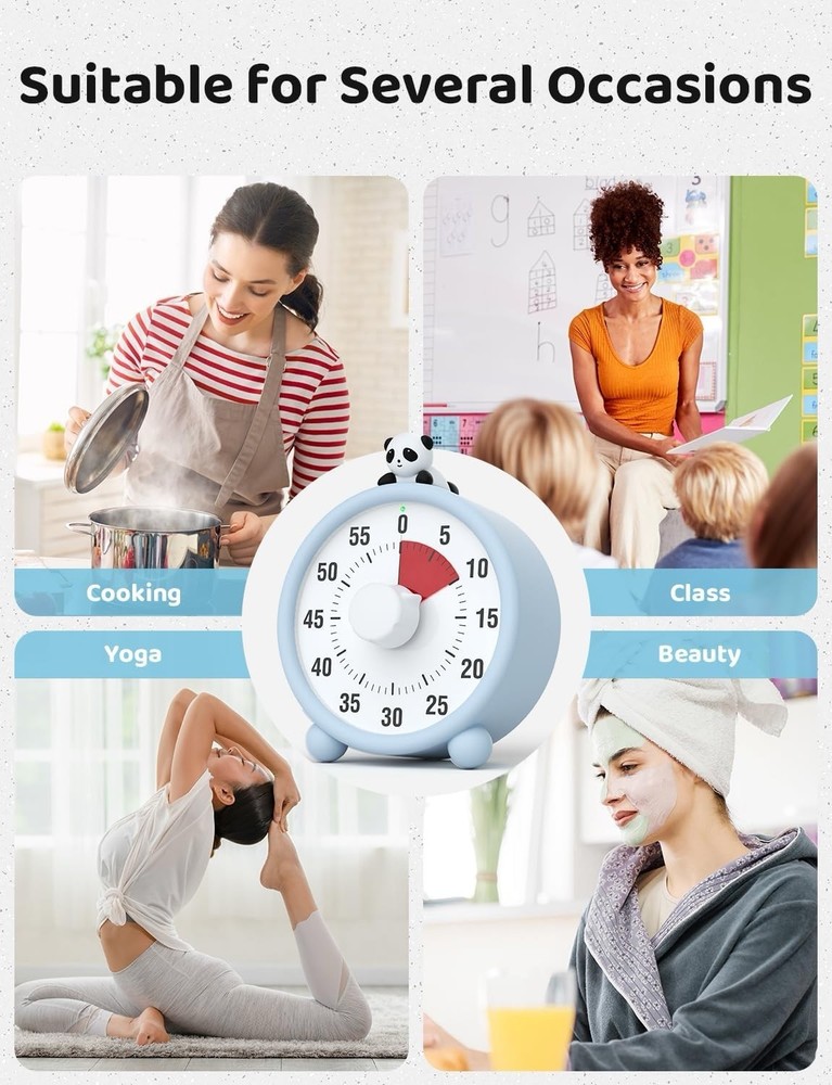 Visual Timer 60 Minute Countdown Silent Rechargeable Time Management Clock