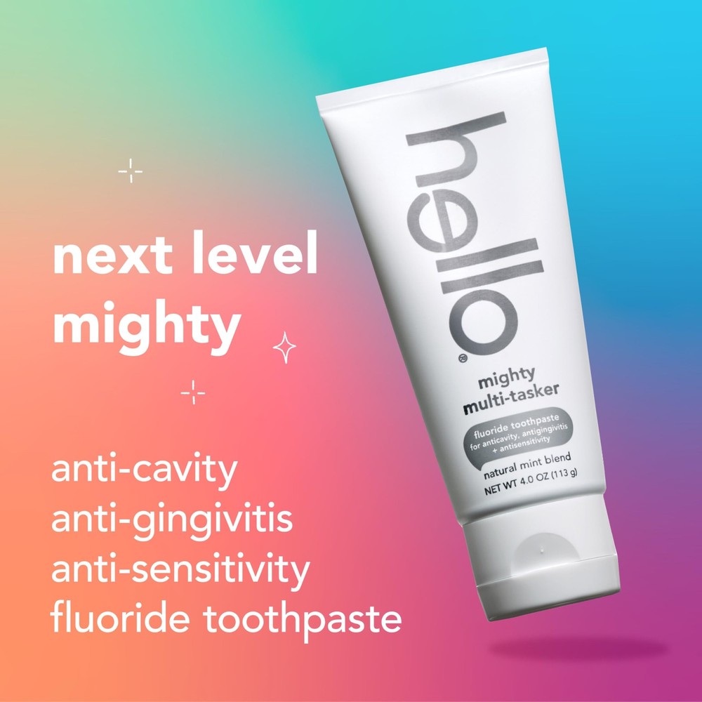hello 8 in 1 Mighty Multi-Tasker Fluoride Toothpaste Pack, SLS Free Toothpast...