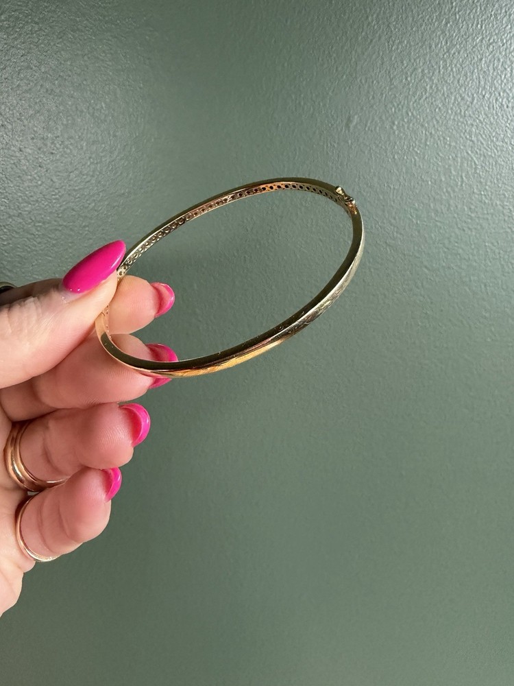 14k Gold Plain Hinged Bangle
