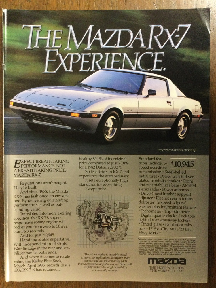 Misc 6205 Advertisement 1985 Mazda RX-7 Rotory Engine 5 page