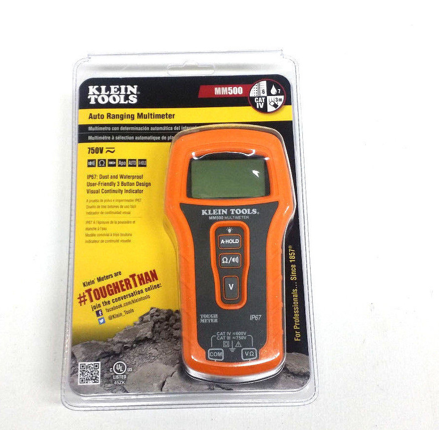 Klein Tools MM500 Auto Ranging Multimeter IP67 Dust/Waterproof NEW. Open pack