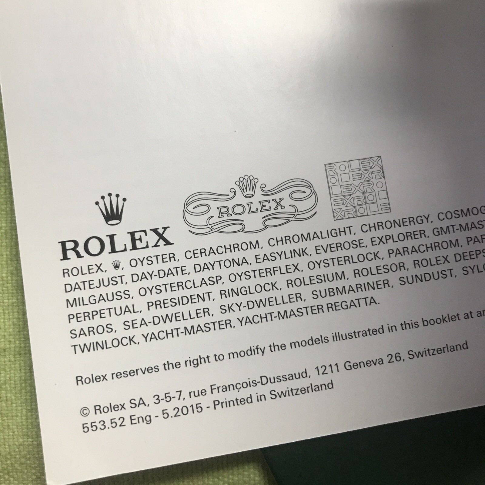 Rolex 2015-2018 New Style Date Just Booklets ;manual ; All English❗️choose Year