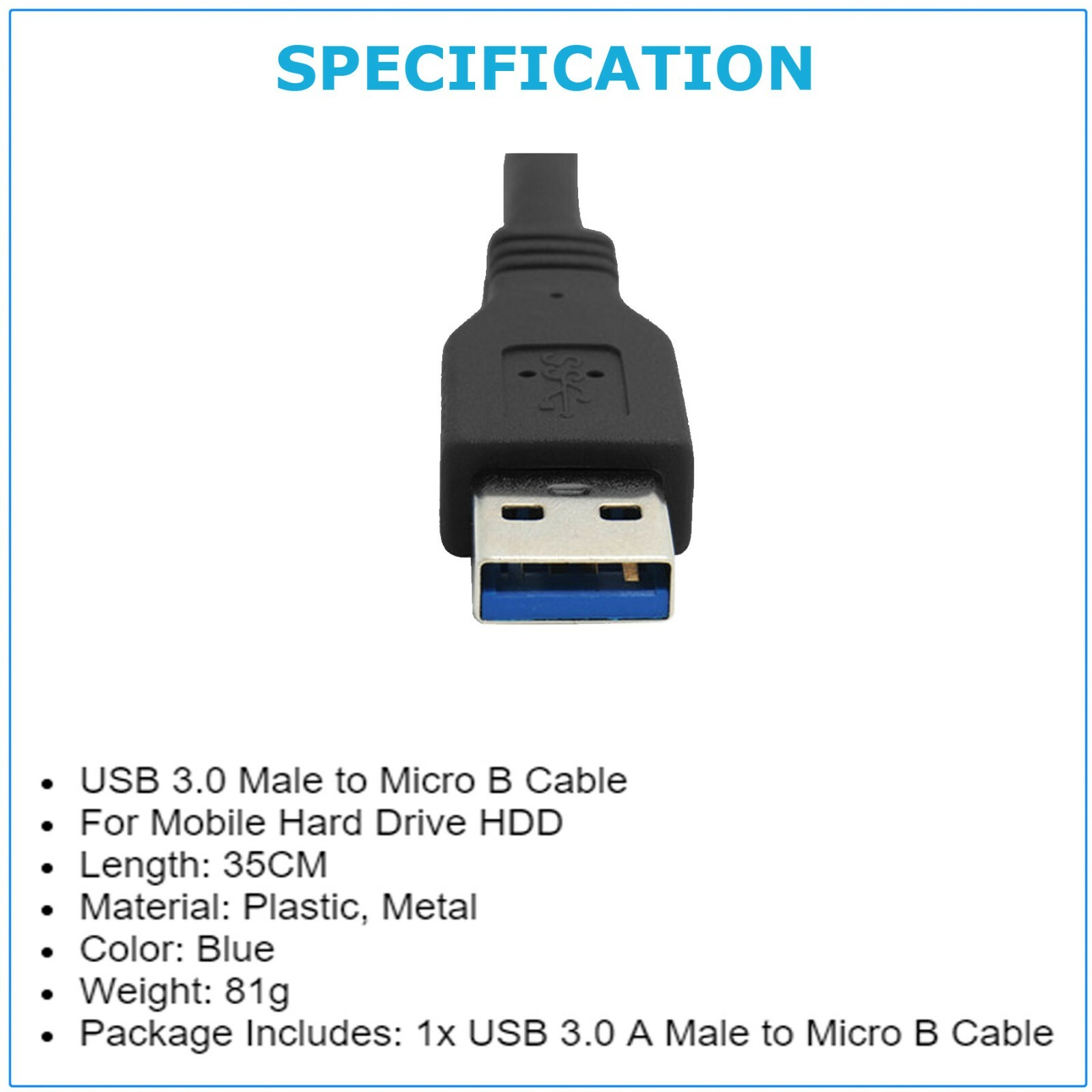 USB 3.0 Cable Cord For Seagate Backup Plus Slim Portable External Hard Drive HDD