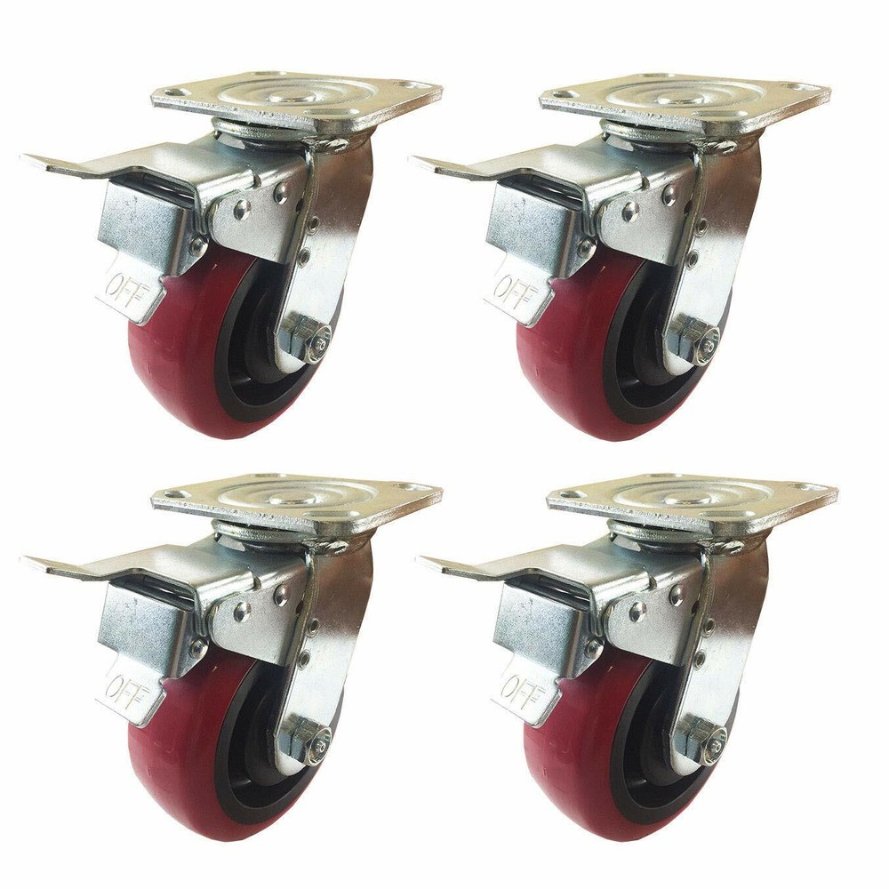 Total Lock Brake Caster Set Polyurethane 4" 6"
