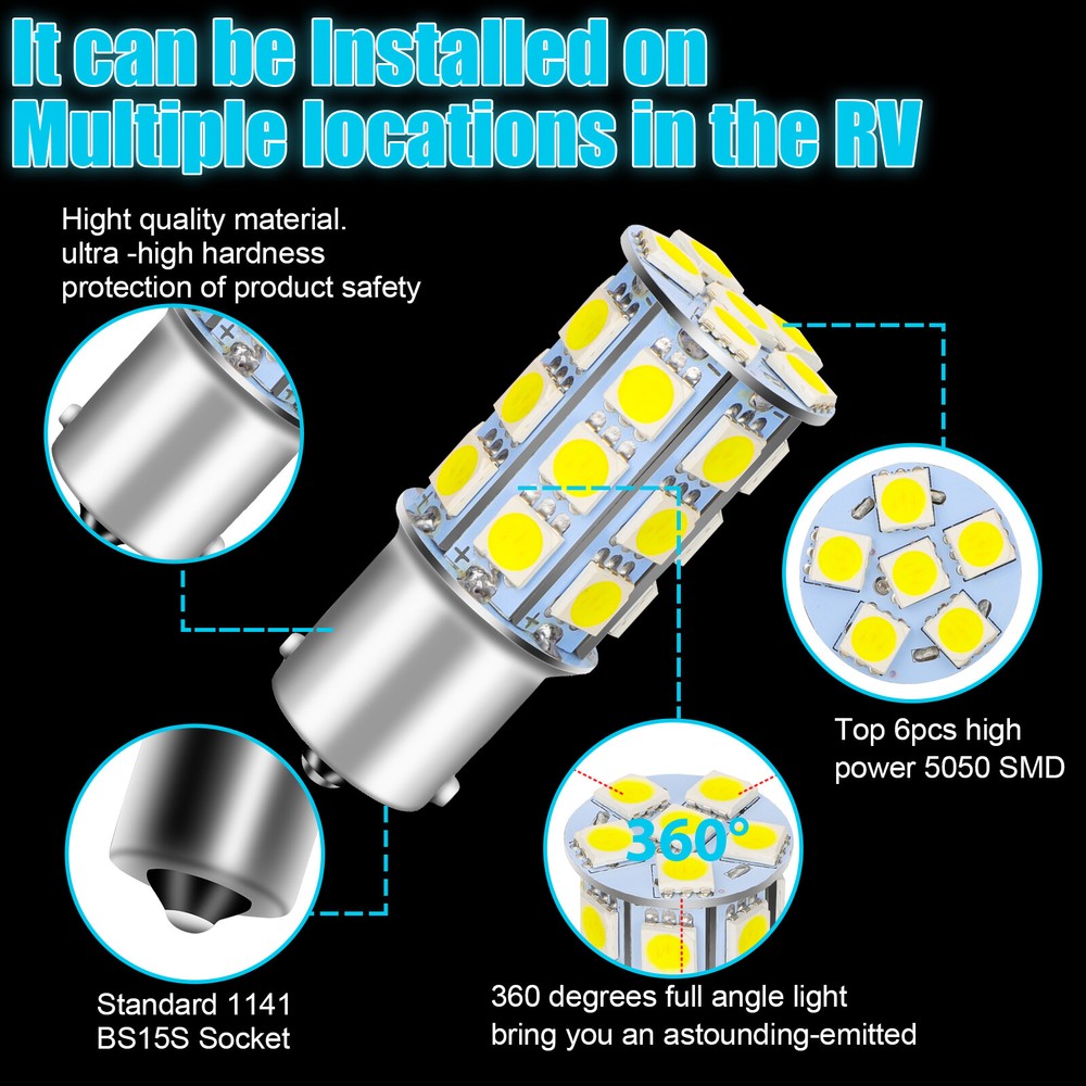 4Pcs 1156 LED Tail Brake Stop Reverse Parking Turn Signal Light Bulb Super White