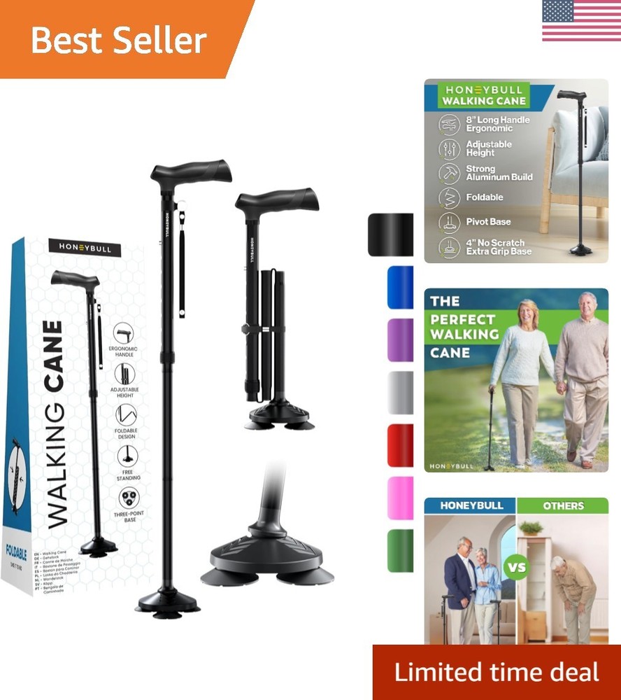Adjustable Height Walking Cane - Supportive, Lightweight, and Easy to Store