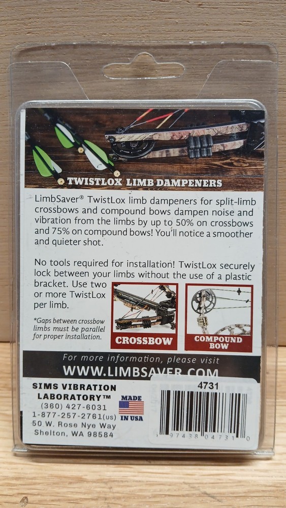 Limbsaver Twistlox Limb Dampeners 4 Pack for Crossbow & Compound Bows