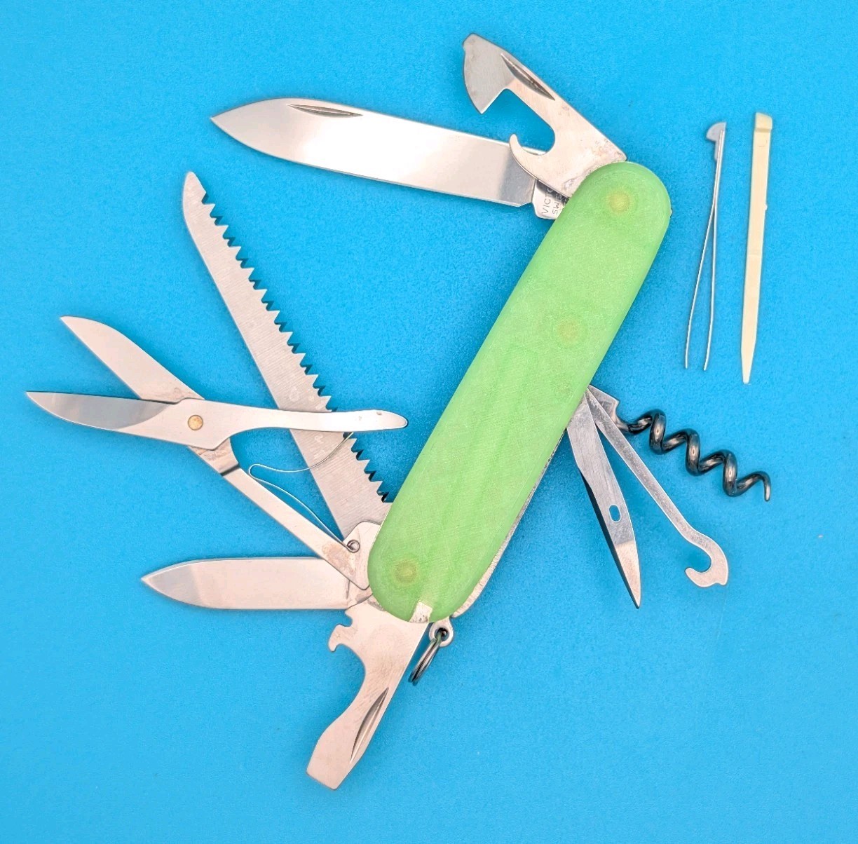 Custom Victorinox Huntsman Firefly Green Glow in the Dark Swiss Army Knife! 91mm