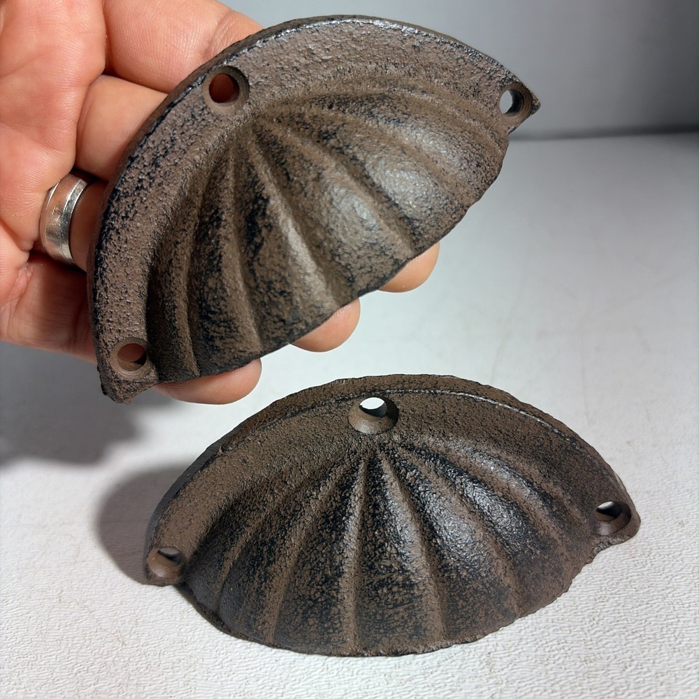 Pair Of Cast Iron Shell Drawer Pulls Handles
