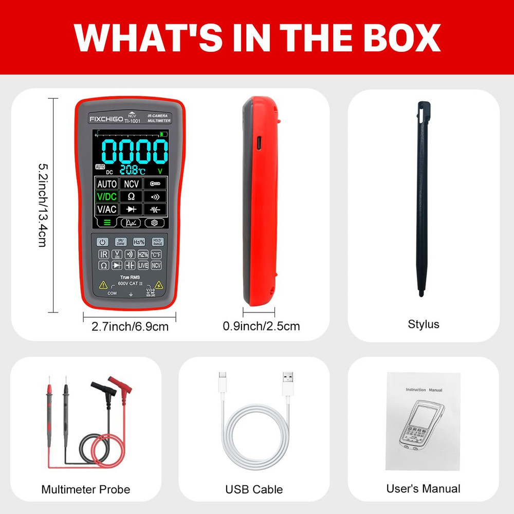 2-in-1 Touchscreen Thermal Imaging Camera & Multimeter, 240x240 Resolution