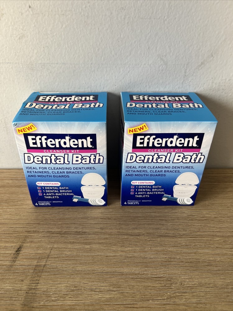 Efferdent Dental Bath Cleanser Kit 2-PACK 4-Tablets Each (8 Tablets TOTAL)