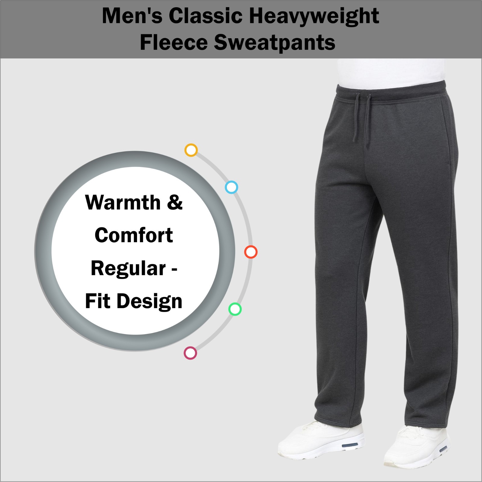 Men's Classic Heavyweight Fleece Sweatpants with Open Bottom (S-3XL) - Free Ship