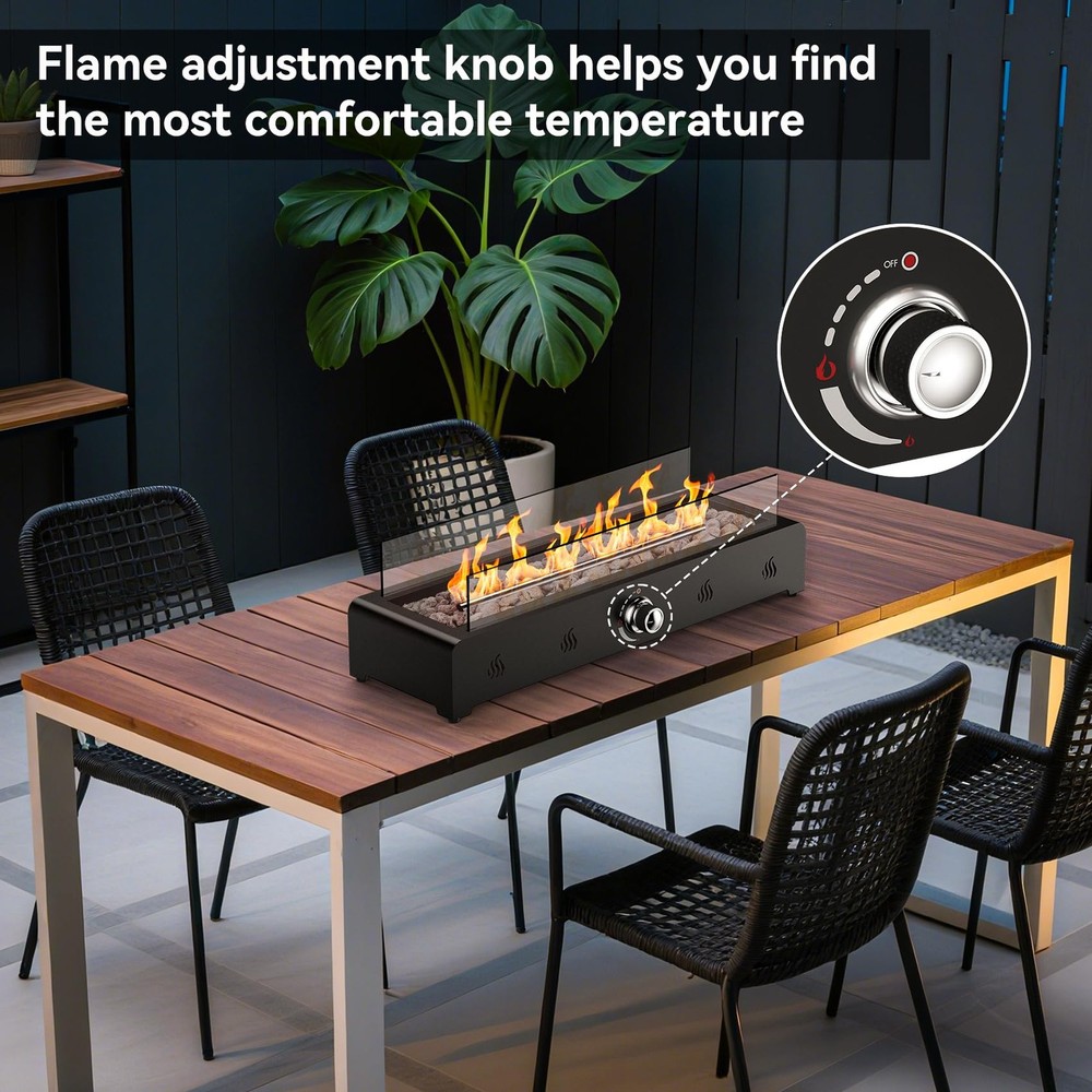 28'' Tabletop Fire Pit Table, Propane Gas Firepit Bottom Mounted for Table wi...