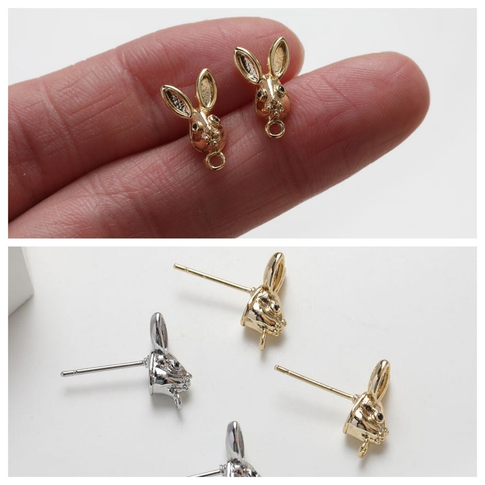 6pcs Rabbit Head Earring,Rabbit Stud Earring,Bunny Stud,Rabbit Earring Posts