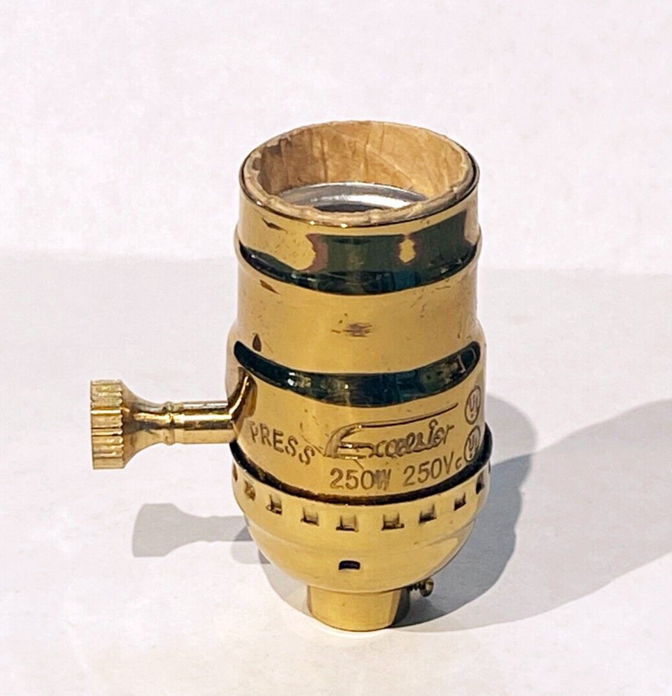 OLD STOCK INDUSTRIAL STYLE SOLID BRASS TURN KNOB 2 WAY MEDIUM BASE LAMP SOCKET