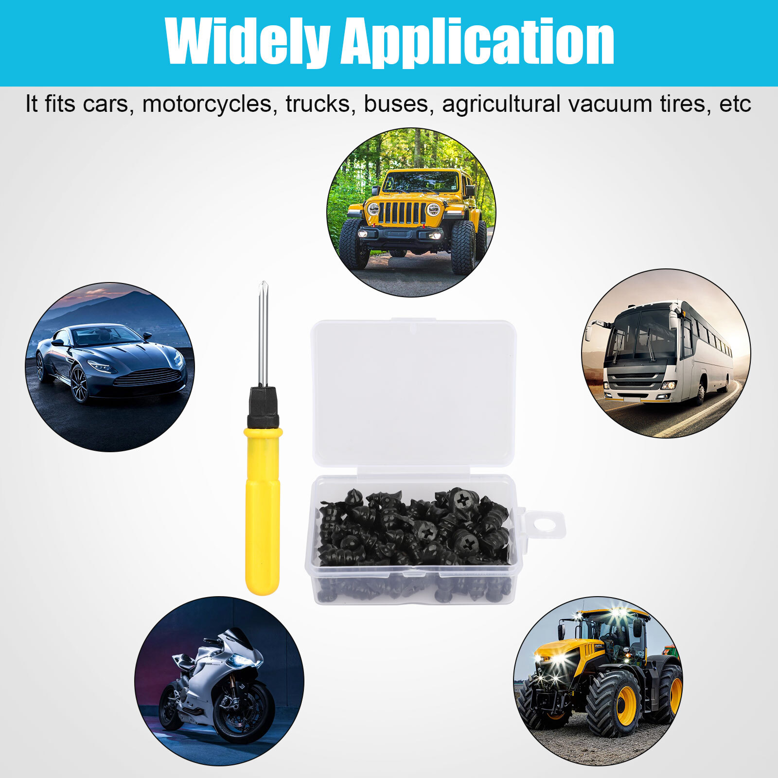 60PCS Car Vacuum Tire Repair Nails Rubber Screw Nail + Screwdriver Fast Tool Set