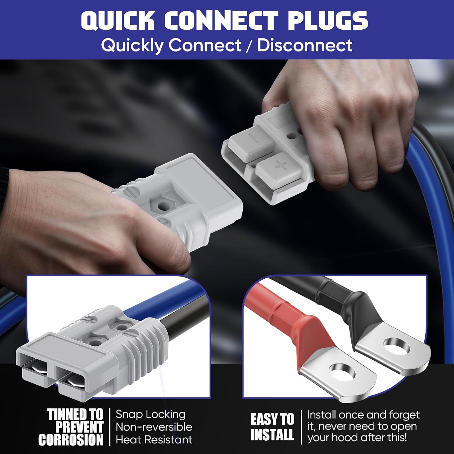 2/0 Gauge 30 FT Jumper Cables,1500Amp Quick Connect Booster Cables for 12V & 24V