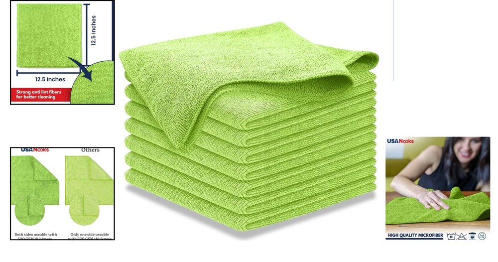 10x Grip-Root Weave Microfiber Cloths - 8 Pack for Ultimate Absorbency & Shine
