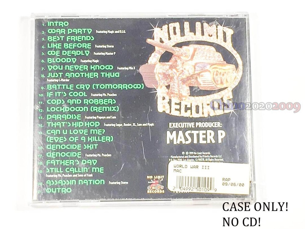 *Case Only* MAC - World WAR III - NO Limit Records 1999 * NO CD*