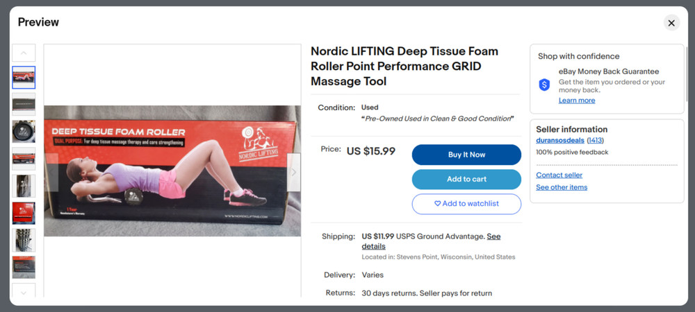 Nordic LIFTING Deep Tissue Foam Roller Point Performance GRID Massage Tool