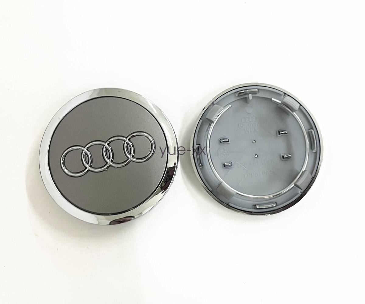 Set(4pcs) Audi 69MM Gray Chrome Wheel Rim Center Hub Caps Replacement 4B0601170A