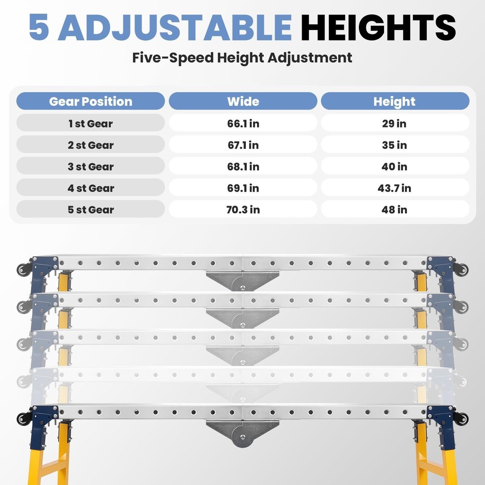 2200LBS Welding Garage Table 65"x12" Welding Workbench Work Bench w/5 Tool Slots