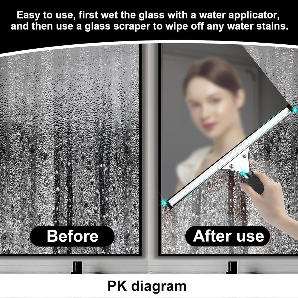 2Pack 14-Inch Multifunctional Rust Proof Window Cleaning Kit. Squeegee for Showe