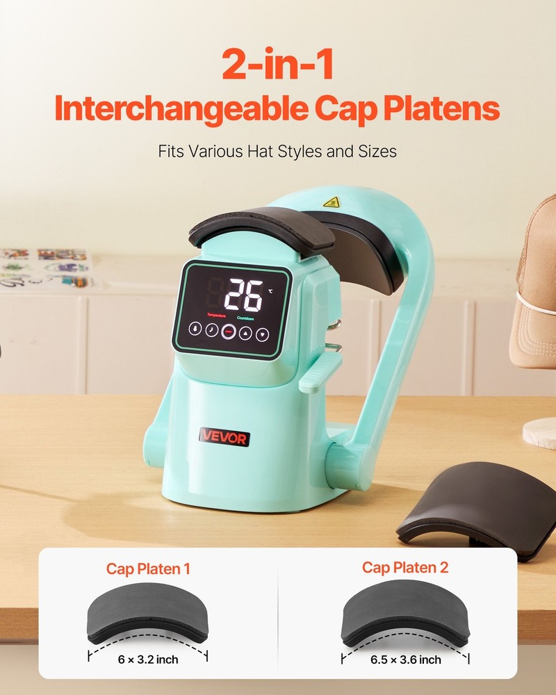 HOT/ Auto Hat Heat Press Machine,with 2pcs Interchangeable Platens,Automatic Op