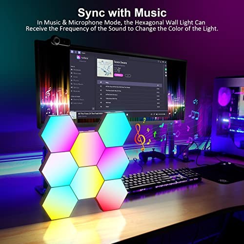 8 Pack Hexagon Wall Light RGB Panel - Smart APP RGB Hexagonal Multicolor