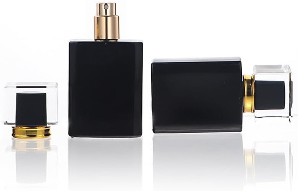 2 Pack 100Ml Glass Perfume Atomizer,Black Empty Perfume Spray Bottle for Men and