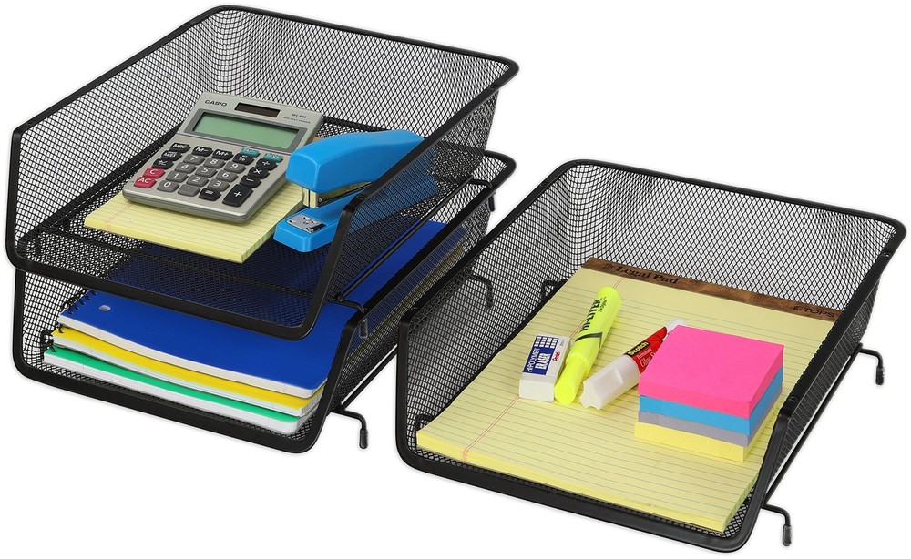 Stackable Desk File Document Letter Tray Organizer, 3 Packs, Black