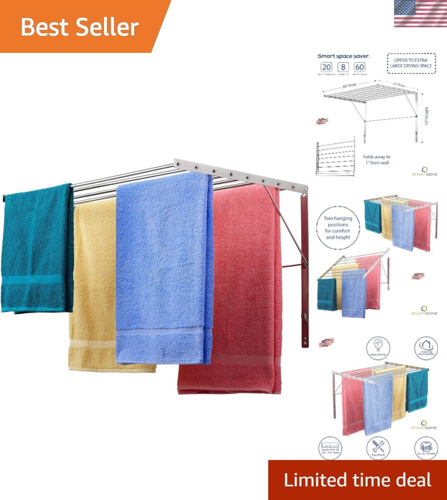 Multi-Position Stainless Steel Clothes Drying Rack | 30" Wide | Easy Install