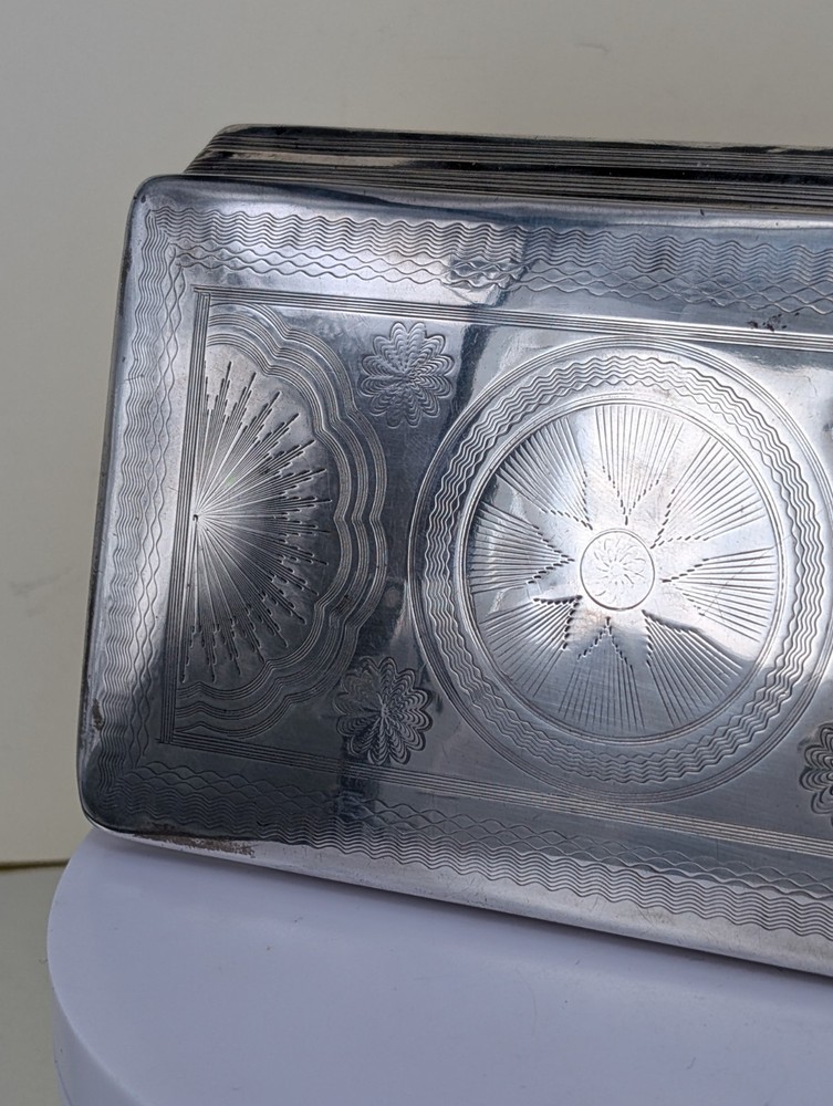 1867 Dutch large Solid Silver patterned Case by Voorschoten 13cms by 7.5 cms