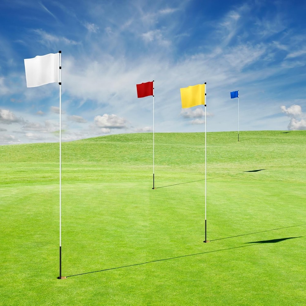 Mixweer 4 Pcs Solid Golf Flag with Tube Inserted Putting Green Multi Colors