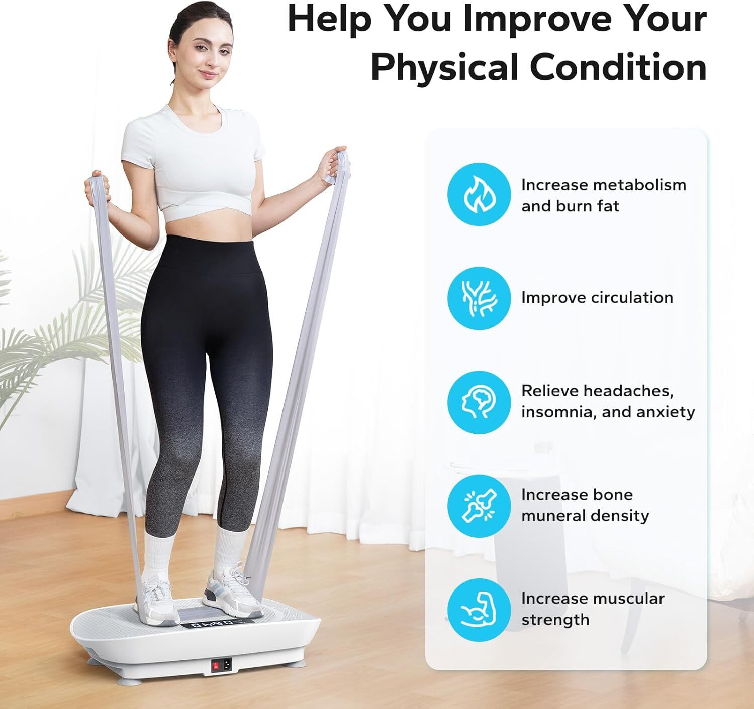 MERACH Vibration Plate Exercise Machine Whole Body Workout Power Fitness Platfor