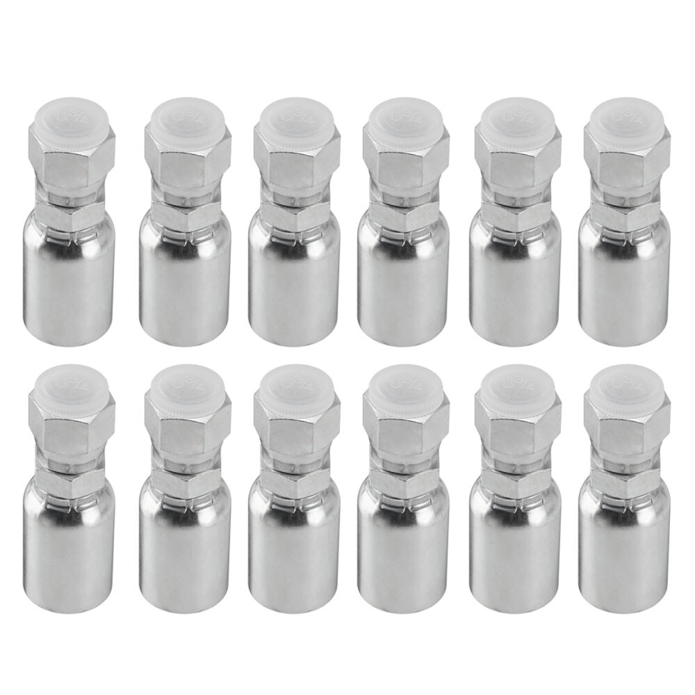 12 Pack 1/2" Hose x 1/2" JIC 37° Female Hydraulic Hose End Swivel Crimp Fitting
