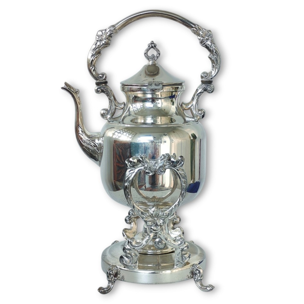 Vintage Pilgrim Silverplate Tilting Teapot Kettle Coffee Pot Warmer
