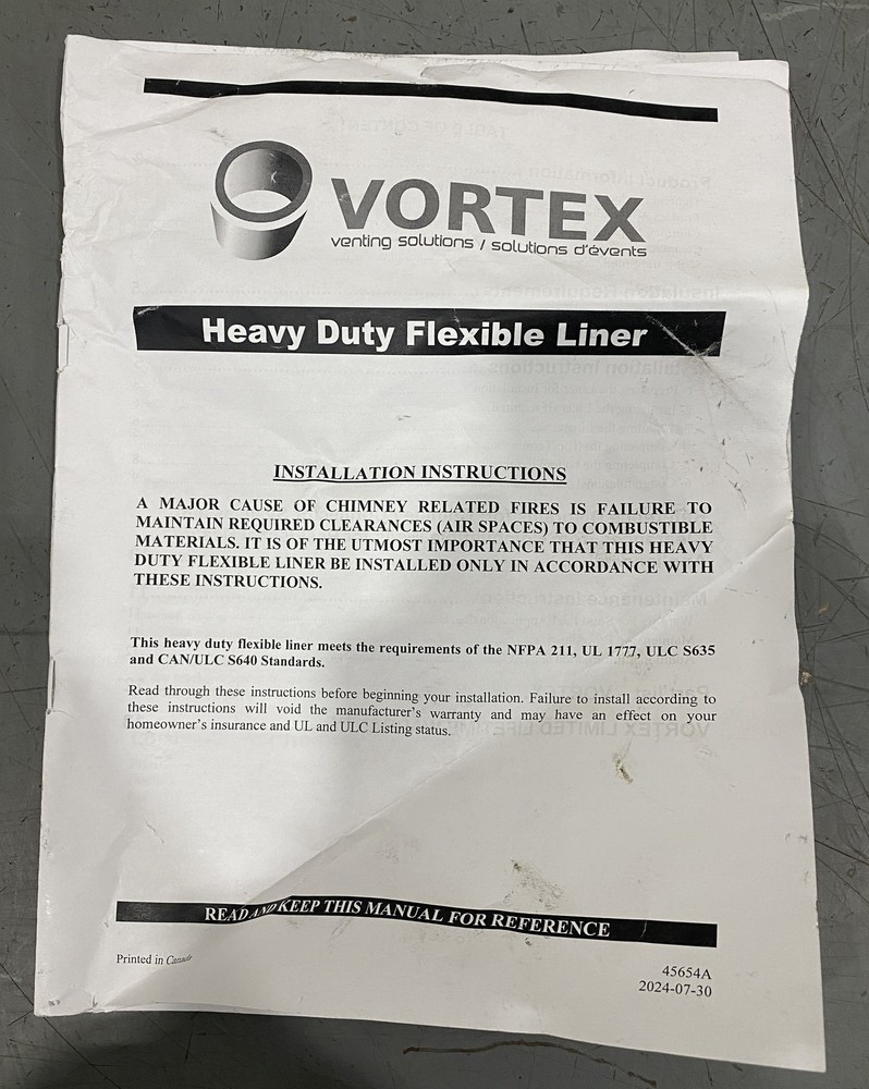 Vortex 6" Stainless Flex Liner Kit Volki-625
