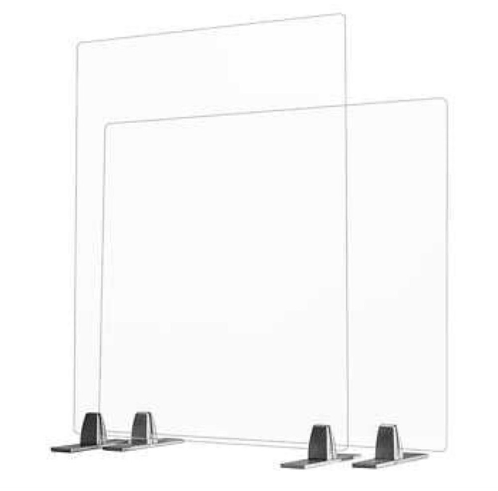 Sneeze Guard Tabletop Freestanding Desk Shield 30" Clear