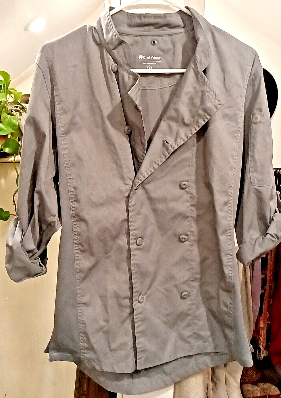 Chef Works Bistro Coat Chefs Jacket Unisex Gray Size Small