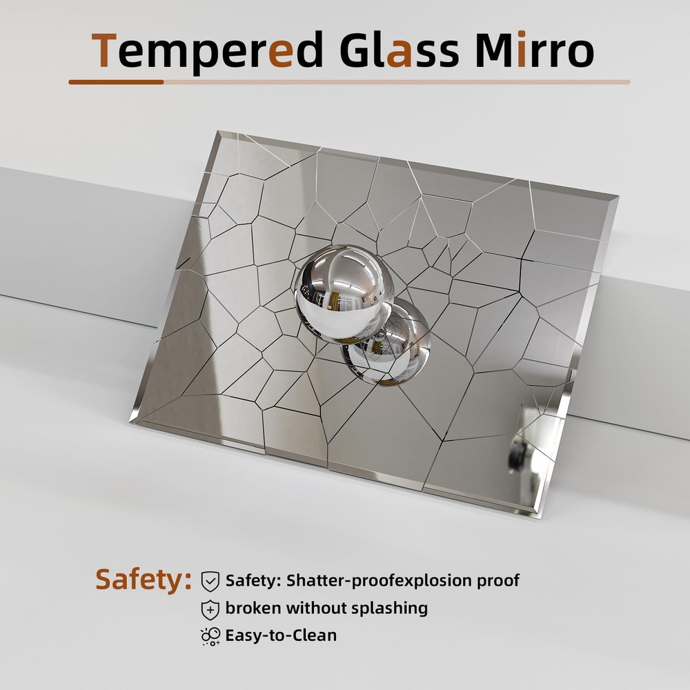 Rectangular Beveled Bathroom Mirrors, 16X24 inch Square Frameless Mirror, Rec