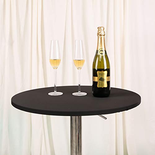 Cocktail Spandex Round Tablecloth Fitted Stretchable Table 22" (Round) A-black