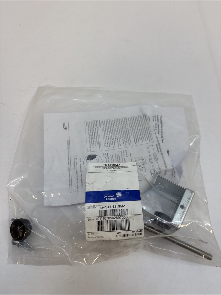 Johnson Controls TE-631GM-1 Temperature Sensor, Duct, 4" Size