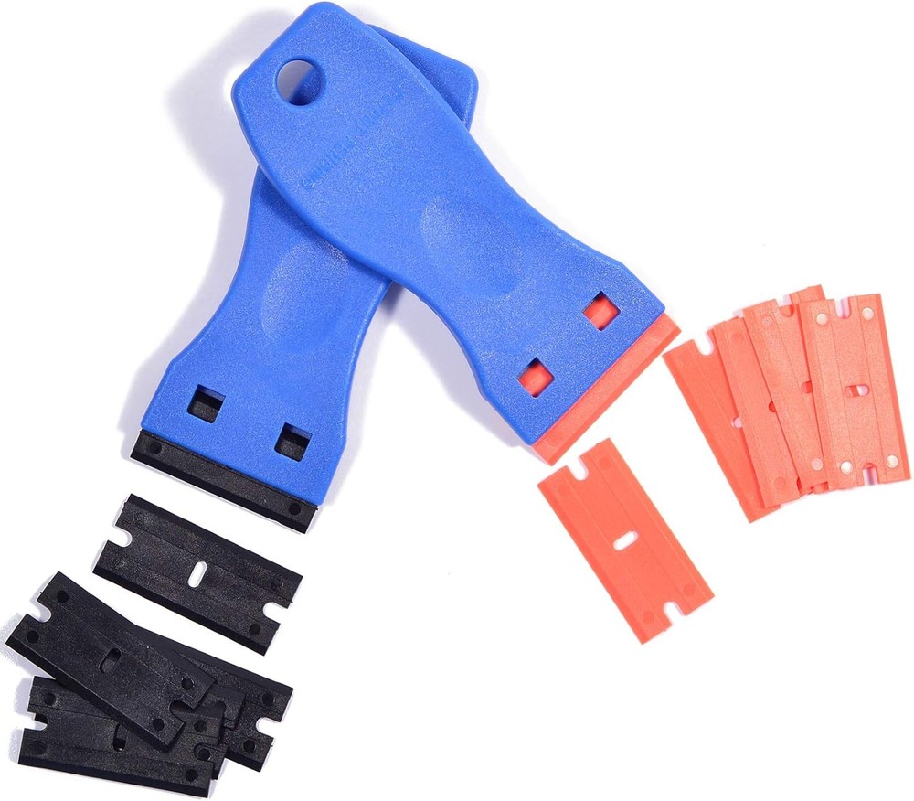 2pcs 1.5” Plastic Razor Scraper with Comfort Handle, Multipurpose Double Edge