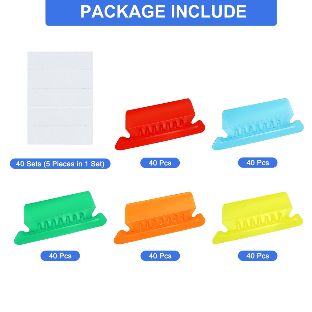Hanging File Folder Tabs, File Folder Tabs and Inserts, Multicolor, 200 Pcs