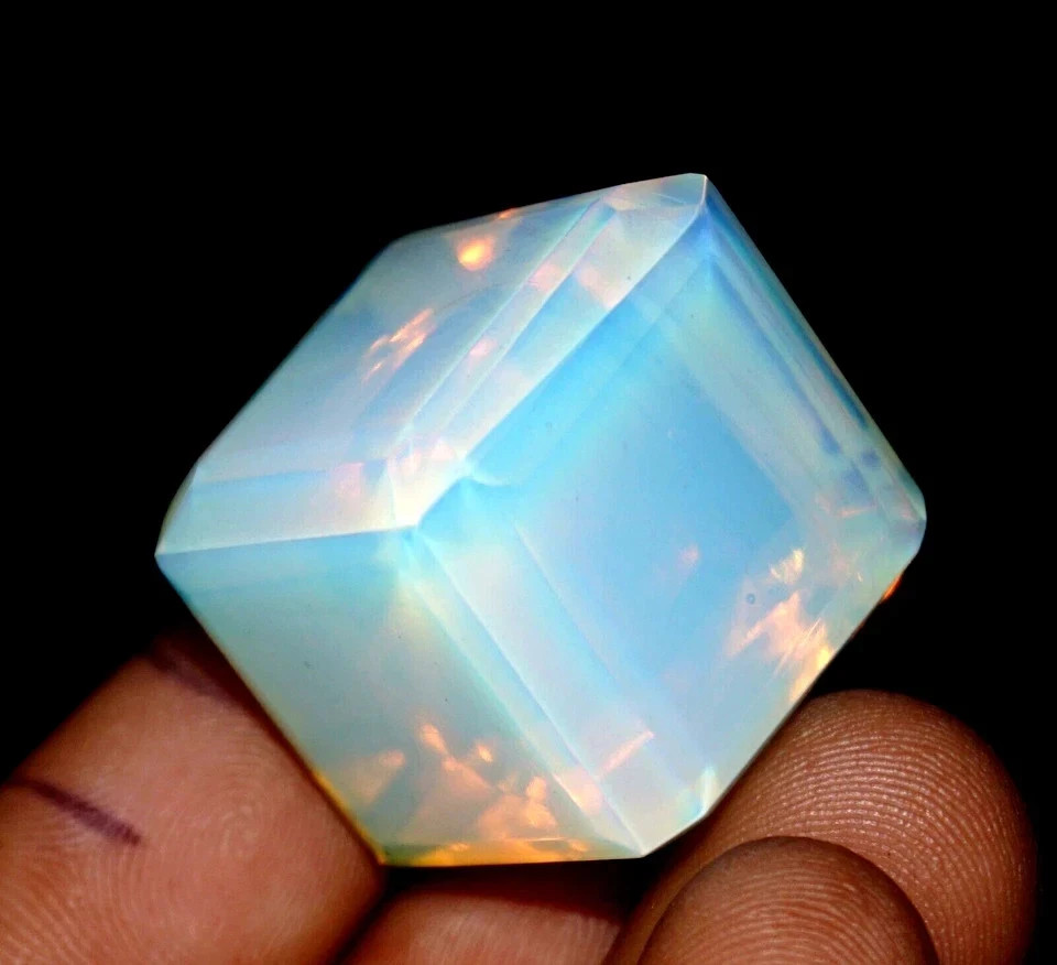 100+ Ct Certified Australian Ct Blue Opal Cube Cut Loose Gemstone