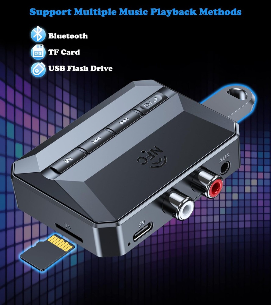 Bluetooth Receiver for Home Stereo, Bluetooth to RCA Adapter with NFC-Enabled...