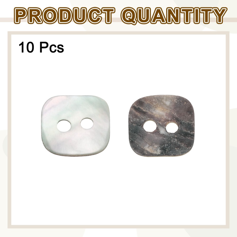 10pcs Pearl Shell Buttons 0.6" Square Shell Sewing Button for Cloth Craft